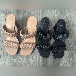 a new day Braided Double Strap Slide Sandals — Black and Nude